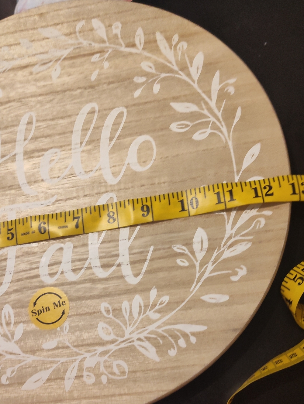 Wooden Round Wall Sign "Hello Y'all" in Natural Wood and White